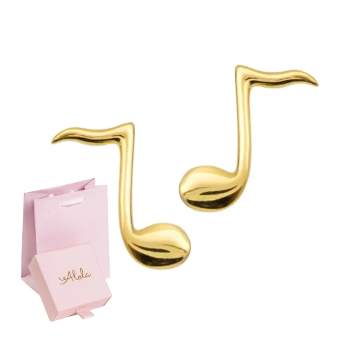 Kolczyki złote nutki 585 gładkie polerowane