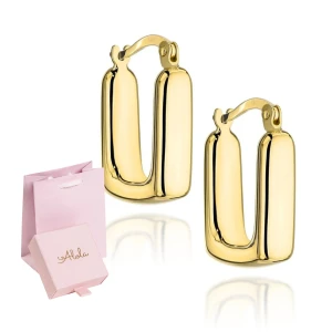 Kolczyki złote prostokątne 585 geometryczne, angielskie zapięcie