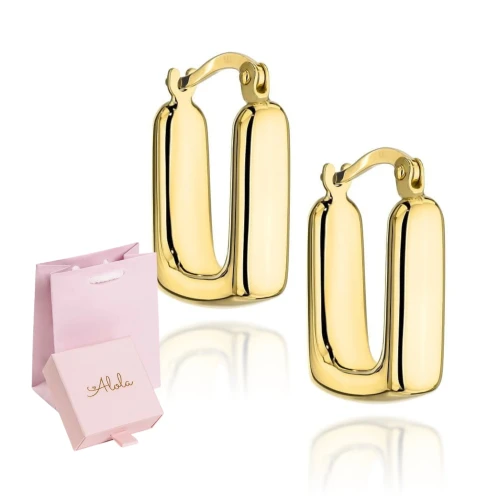 Kolczyki złote prostokątne 585 geometryczne, angielskie zapięcie