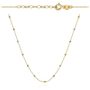 Naszyjnik złoty diamentowane kuleczki w trzech kolorach złota choker