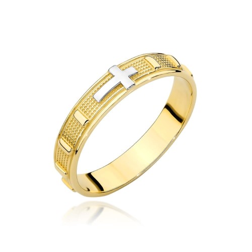 Pierścionek złoty różaniec dwa kolory złota