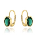 Kolczyki złote z kolekcji "COLORFUL STONE" - zielony kwarc owal