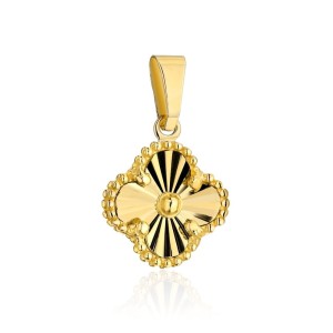 Zawieszka złota diamentowana koniczynka 10mm