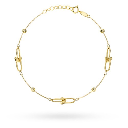 Bransoletka złota splecione ogniwa z diamentowanymi kulkami