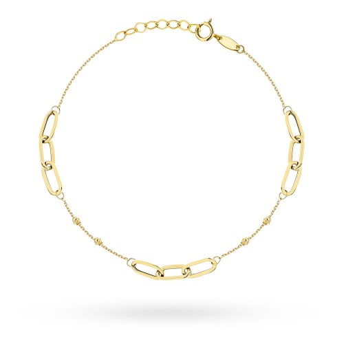 Bransoletka złota długie ogniwa i diamentowane kulki