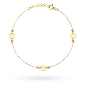 Bransoletka złota pełne kółeczka i diamentowane kulki