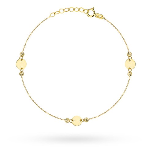 Bransoletka złota pełne kółeczka i diamentowane kulki