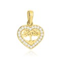 Zawieszka złota drzewko szczęścia w serduszku z cyrkoniami próba 585