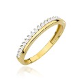 Złoty pierścionek z cyrkoniami gładki 585 rodowany