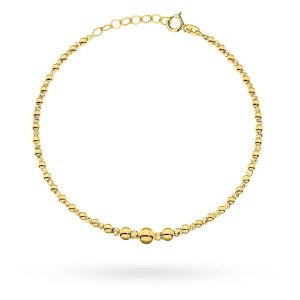 Bransoletka złota gładkie i diamentowane kuleczki próba 585 