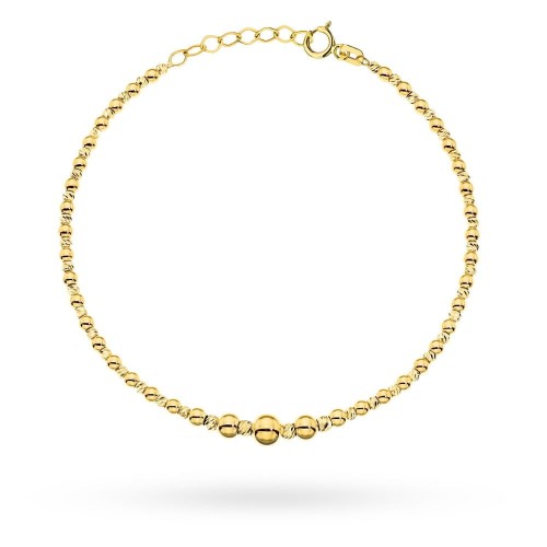 Bransoletka złota gładkie i diamentowane kuleczki próba 585