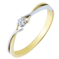 Złoty Pierścionek dwa kolory złota i cyrkonia próba 585