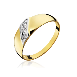 Pierścionek złoty zdobiony cyrkoniami /Klasyczny pierścionek rodowany próba 585 