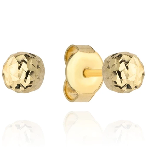 Kolczyki kulki super lekkie diamentowane 8mm złoto próba 585