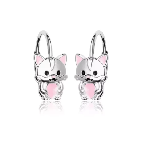 Kolczyki srebrne dla dziewczynki Kotki angielskie zapięcie/ Prezent na urodziny