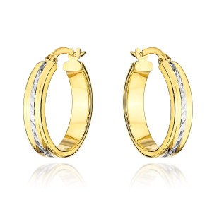 Kolczyki kółko i białe diamentowanie w środku 2,8 cm