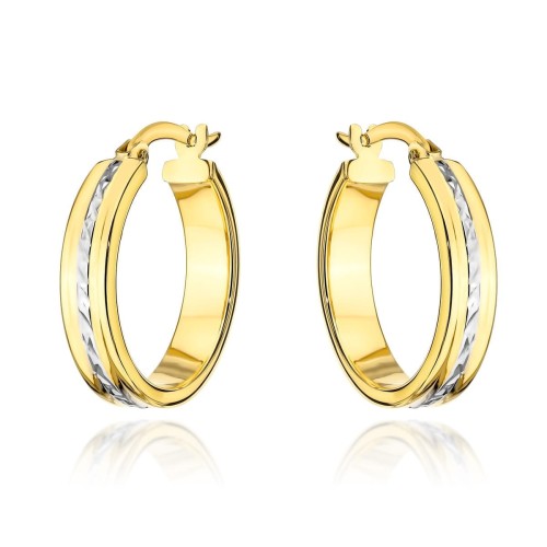 Kolczyki kółko i białe diamentowanie w środku 2,8 cm