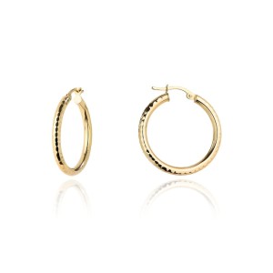 Kolczyki złote 585 kółka diamentowane - 1,6 cm 