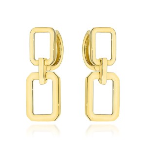 Kolczyki złote wiszące prostokąty na kreolu próba 585