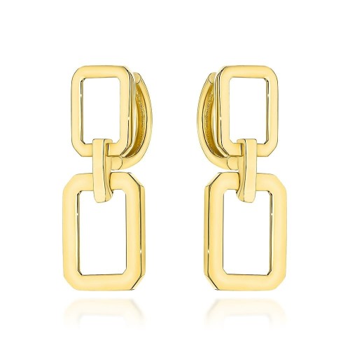 Kolczyki złote wiszące prostokąty na kreolu próba 585