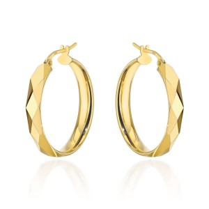 Kolczyki złote kółka zdobione diamentowaniem zapięcie angielskie  próba 585