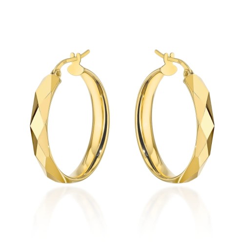 Kolczyki złote kółka zdobione diamentowaniem zapięcie angielskie próba 585