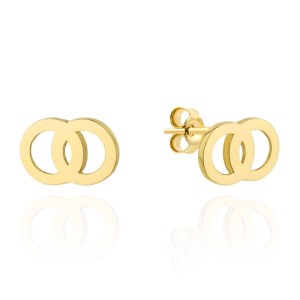 Kolczyki złote zazębione dwa kółeczka, podwójne kółka 585