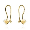 Kolczyki złote serca z cyrkoniami na biglu