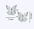 Srebrne kolczyki motylki z cyrkoniami rodowane 925 wkrętki rozmiar