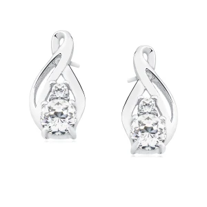 Kolczyki srebrne łezki z cyrkonią wkrętki rodowane 925