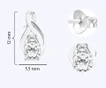 Kolczyki srebrne łezki z cyrkonią wkrętki rodowane 925 rozmiar