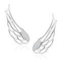 Kolczyki srebrne skrzydła z cyrkoniami ażurowe nausznice