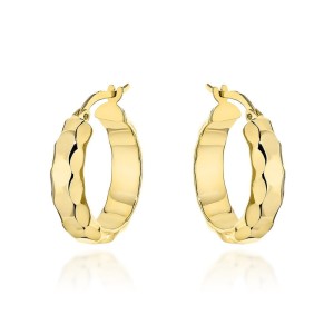 Kolczyki złote kółka z diamentowaniem