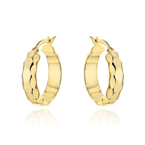 Kolczyki złote kółka z diamentowaniem