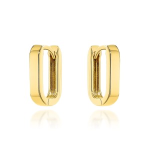 Kolczyki złote zaokrąglone prostokąty na angielskim zapięciu