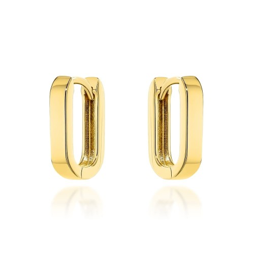 Kolczyki złote zaokrąglone prostokąty na angielskim zapięciu