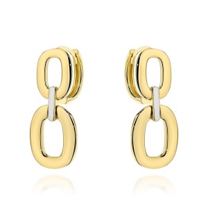 Kolczyki złote owale zdobione białym złotem na kreolu