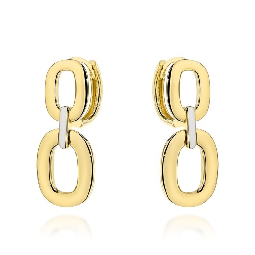 Kolczyki złote owale zdobione białym złotem na kreolu