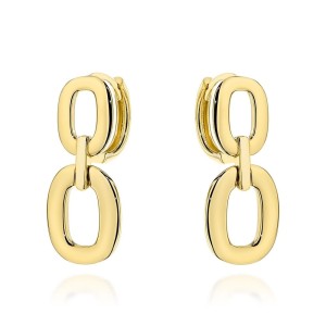 Kolczyki złote wiszące owale na kreolu próba 585