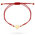 Bransoletka złote serce z cyrkonią na czerwonym sznurku