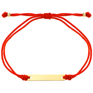 Bransoletka złota blaszka pod grawer na czerwonym sznurku