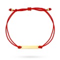 Bransoletka złota blaszka pod grawer na czerwonym sznurku