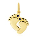 Zawieszka złota stópki z granatowymi cyrkoniami