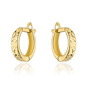 Kolczyki złote kółeczka diamentowane 585