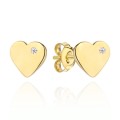 Kolczyki złote serduszko z cyrkonią z boku