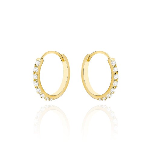 Kolczyki złote kółka z cyrkoniami na kreolu małe próba 585 dla dziewczynki