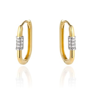 Kolczyki złote kółka z cyrkoniami na środku geometryczne próba 585