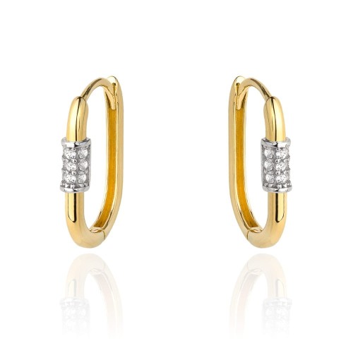 Kolczyki złote kółka z cyrkoniami na środku geometryczne próba 585