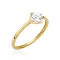 Pierścionek złoty z centralną cyrkonią w czterech łapkach