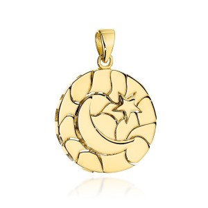 Zawieszka złota ruchoma księżyc i gwiazdka